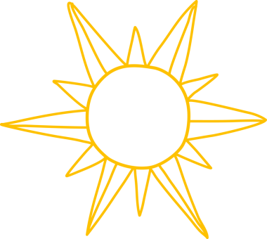 El çizimi güneş ikonu. Komik karalama güneşi