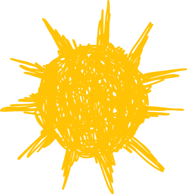 El çizimi güneş ikonu. Komik karalama güneşi