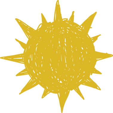 El çizimi güneş ikonu. Komik karalama güneşi