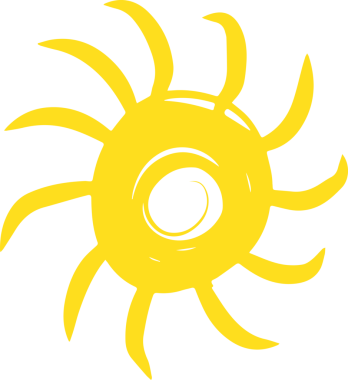 El çizimi güneş ikonu. Komik karalama güneşi