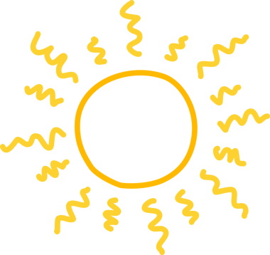 El çizimi güneş ikonu. Komik karalama güneşi