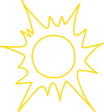 El çizimi güneş ikonu. Komik karalama güneşi