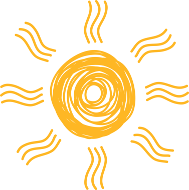 El çizimi güneş ikonu. Komik karalama güneşi