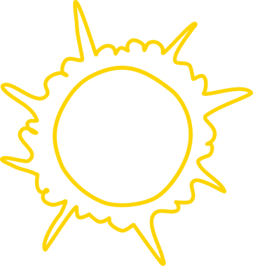 El çizimi güneş ikonu. Komik karalama güneşi