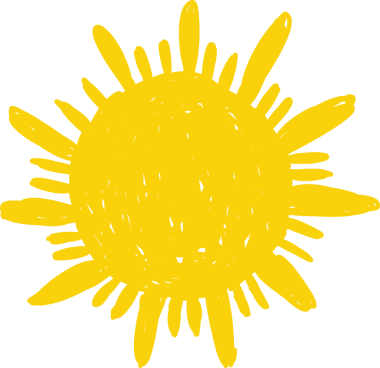 El çizimi güneş ikonu. Komik karalama güneşi