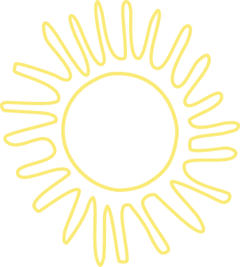 El çizimi güneş ikonu. Komik karalama güneşi