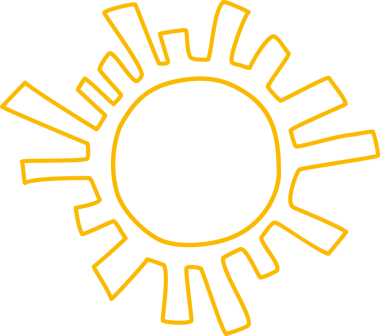 El çizimi güneş ikonu. Komik karalama güneşi