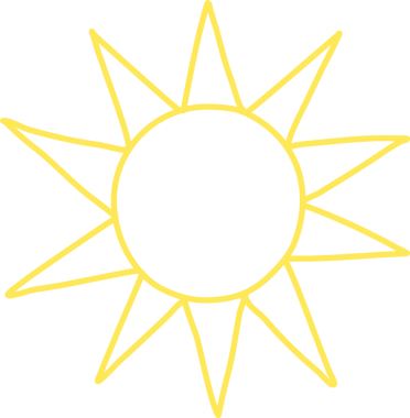 El çizimi güneş ikonu. Komik karalama güneşi