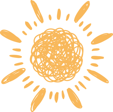 El çizimi güneş ikonu. Komik karalama güneşi