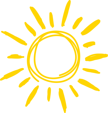 El çizimi güneş ikonu. Komik karalama güneşi