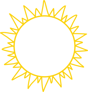 El çizimi güneş ikonu. Komik karalama güneşi