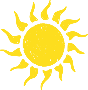 El çizimi güneş ikonu. Komik karalama güneşi