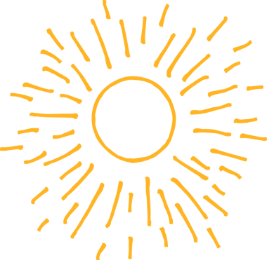 El çizimi güneş ikonu. Komik karalama güneşi