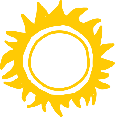 El çizimi güneş ikonu. Komik karalama güneşi