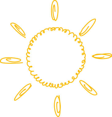 El çizimi güneş ikonu. Komik karalama güneşi