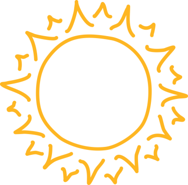 El çizimi güneş ikonu. Komik karalama güneşi