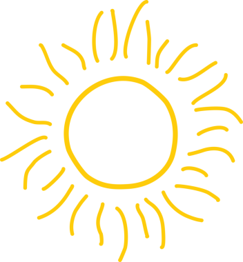 El çizimi güneş ikonu. Komik karalama güneşi