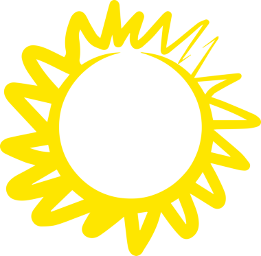 El çizimi güneş ikonu. Komik karalama güneşi