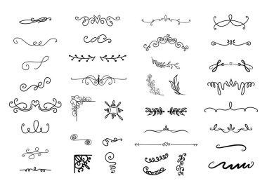 El çizgisi sınırı, ayırıcılar hazır. Doodle tasarım ögeleri