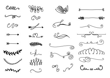 El çizgisi sınırı, ayırıcılar hazır. Doodle tasarım ögeleri
