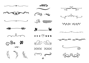 El çizgisi sınırı, ayırıcılar hazır. Doodle tasarım ögeleri