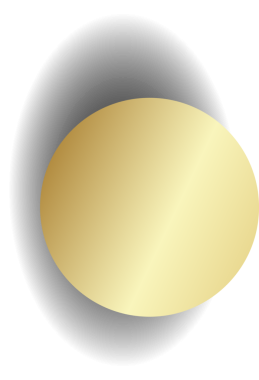 Yuvarlak düğme, altın daire çerçeve ve parlak ışık efektiyle