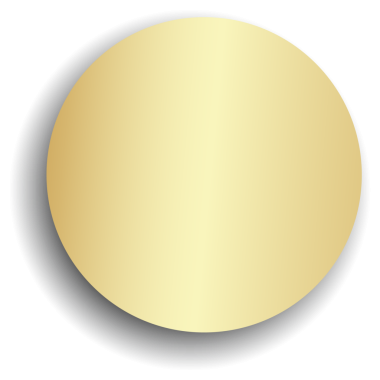 Yuvarlak düğme, altın daire çerçeve ve parlak ışık efektiyle