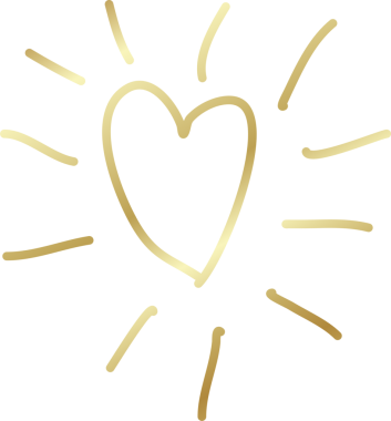 Kalp altın eli çizilmiş ikon, aşk, sevgililer günü, düğün