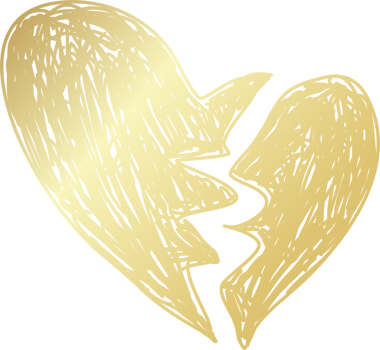 Kalp altın eli çizilmiş ikon, aşk, sevgililer günü, düğün