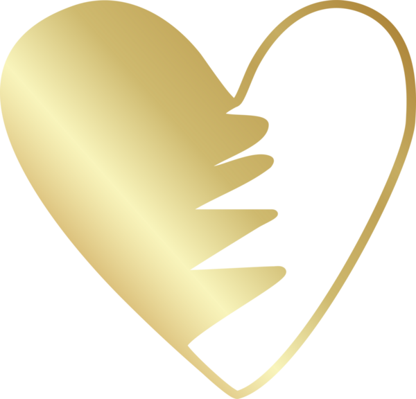 Kalp altın eli çizilmiş ikon, aşk, sevgililer günü, düğün