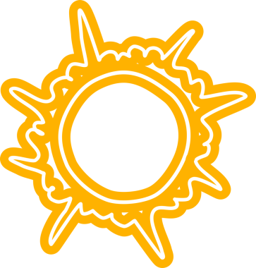 Güneş sembolleri el çizimi, güneş ışığı, gün batımı, güneş ışığı