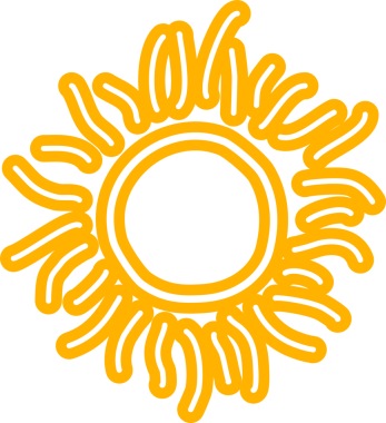 Güneş sembolleri el çizimi, güneş ışığı, gün batımı, güneş ışığı