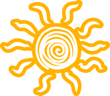 Güneş sembolleri el çizimi, güneş ışığı, gün batımı, güneş ışığı