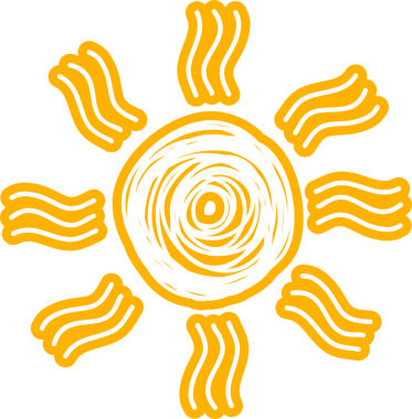 Güneş sembolleri el çizimi, güneş ışığı, gün batımı, güneş ışığı