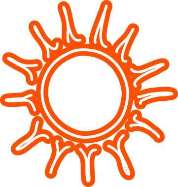 Güneş sembolleri el çizimi, güneş ışığı, gün batımı, güneş ışığı