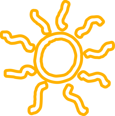 Güneş sembolleri el çizimi, güneş ışığı, gün batımı, güneş ışığı