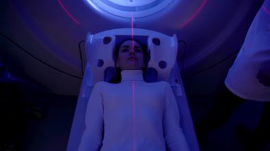 4k video computed tomography CT scan process for examination brains. CT scanning of brains examination to assess head injuries, severe headaches, dizziness, bleeding and stroke, brain tumors