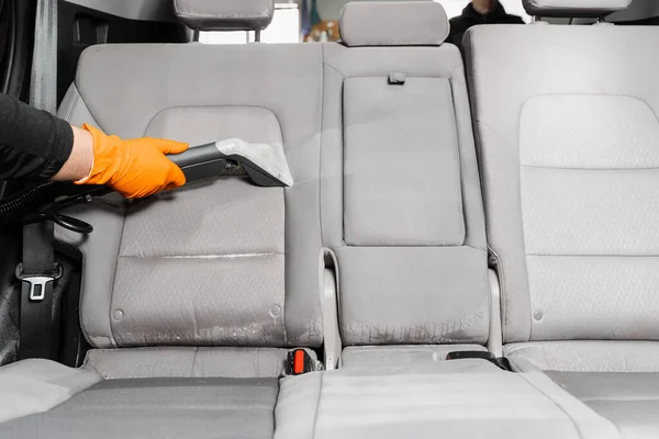 Cleaning Textile Seats Car Interior Using Extractor Machine Dry Clean — Photo
