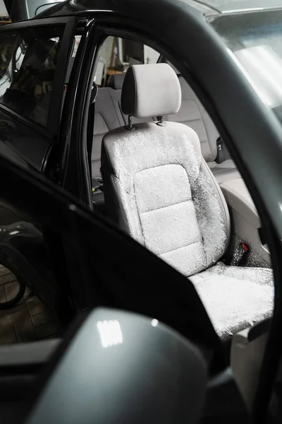 Dry Wash Cleaning Textile Seats Car Interior Removing Stains Dirt — Photo