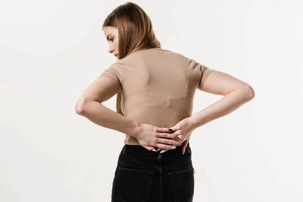 Rachiocampsis Bachache Woman Scoliosis Sideways Curvature Spine Rheumatism Arthritis Diseases — Foto Stock