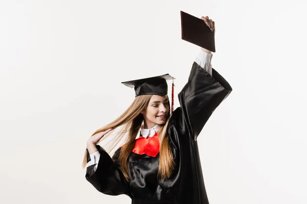 Graduate Girl Graduating College Celebrating Academic Achievement Happy Girl Student — Photo