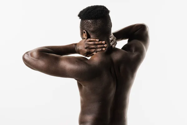 Escoliose Uma Curvatura Lateral Coluna Vertebral Homem Africano Musculoso Americano — Fotografia de Stock