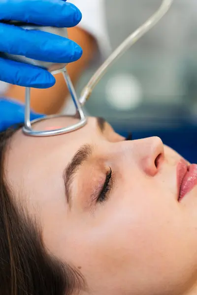 stock image Laser CO2 resurfacing skincare procedure. Removing wrinkles and scars through CO2 laser resurfacing