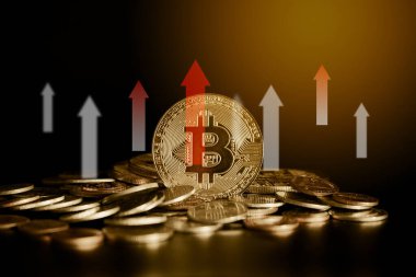Siyah arkaplanda Bitcoin
