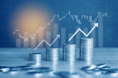 madeni paralar ve grafiklerle finansal grafik