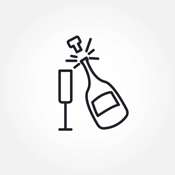 Champagner Mit Glasisoliertem Vektor Liniensymbol Champagner Linie — Stockvektor