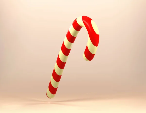 圣诞糖果手杖隔离了3D个带有红白条纹的手杖甜点的例子 糖果手杖3D插图 — 图库矢量图片