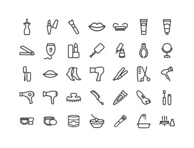 Güzellik ve kozmetik çizgisi ikonu seti. cilt kremi çizgisi simgesi