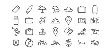 seyahat çizgisi simgesi seti
