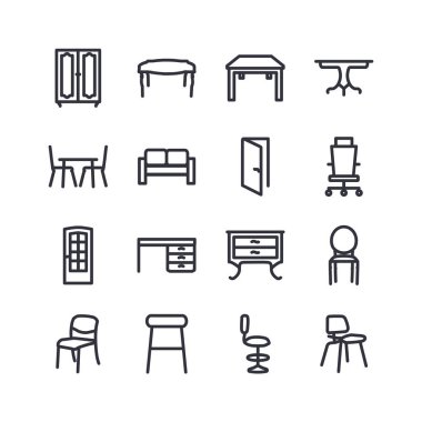 Mobilya çizgi Icon Set